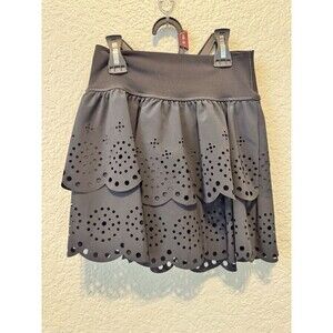 AERIE OFFLINE Real Me Eyelet Tennis Skort Sz. XS  Black Tiered Activewear Gym